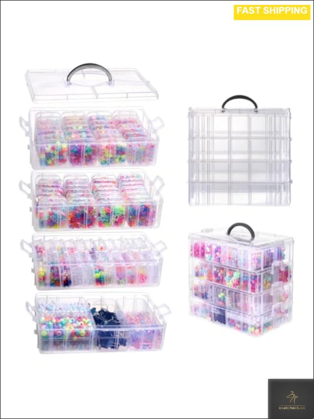 Bead Organizer Box 84 Pcs Plastic Containers Stackable Storage Crafts Jewelry